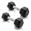 CAP Barbell 12 LB Rubber Coated Hex Dumbbell Hand Weight - Pair | Chrome Handle 1 PCS
