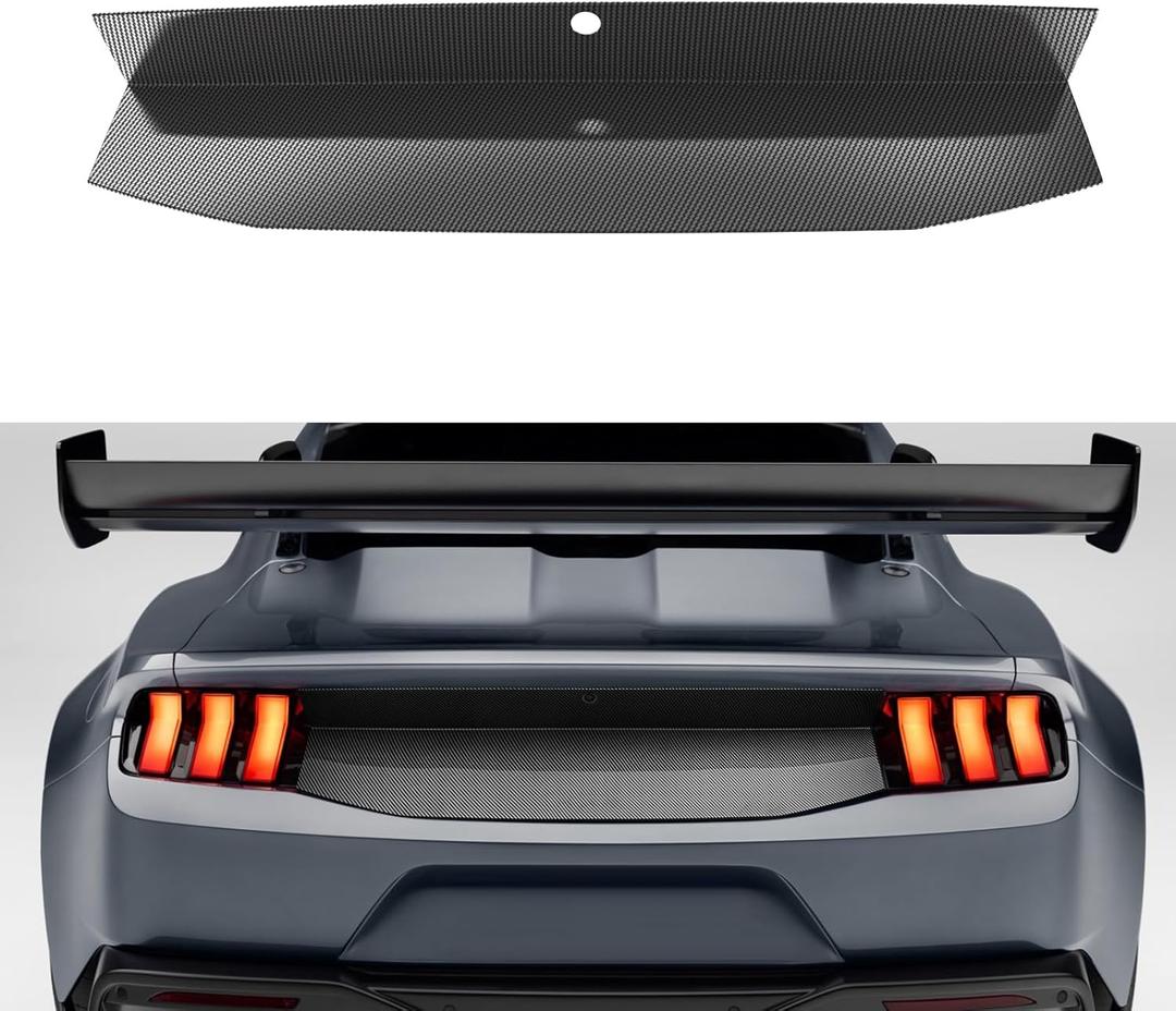 Rear Decklid Trim Panel Compatible with 2024 2025 Mustang GT EcoBoost Dark Horse, Mustang External Accessories Trunk Center Boot Cover Panel Trim for Mustang 2024+, Carbon Fiber Texture