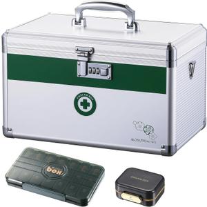 Medicine box with lock 15.9 x 9.3 x 8.9Inches [Extra Large], Medication Lock box First Aid Key Safe Box with Lock, Medical Box Organizer