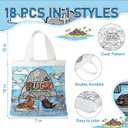 18 Pcs Church Gift Bags Jesus Is Our Rock Color Your Own with Handles Reusable Exchange Gift Tote Rocky Beach Religious Treat DIY Easter Canvas Bag Christian Craft Party Favor for Sunday School