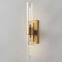 22.8" Bathroom Sconce  Modern Hardwired Wall Sconce with Clear Glass Tube, Linear Design for Bathroom Mirror, Bedroom & Living Room, Bulb Included (Gold-1Set)