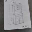 VASAGLE 71" Kitchen Pantry Cabinet with Lights and Charging Station, Coffee Bar Cabinet with Doors and Drawer, Farmhouse Style, Adjustable Shelves, Cloud White UBBK363W11