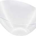 Party Essentials N604421 Disposable Hard Plastic Contemporary Angle Bowl, 4-Count, 60 oz. Clear