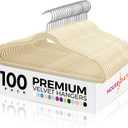 HOUSE DAY Premium Velvet Hangers 100 Pack Beige, Non-Slip Flocked Felt Hangers, Sturdy Clothes Hanger with 360 Rotatable Hook, Heavy Duty Durable Slim Coat Hanger for Closet Space Saving