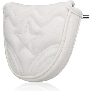 Mallet Putter Headcover - Golf Putter Head Cover with Magnetic Closure & Stars - White
