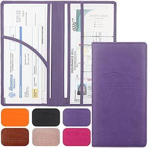 LumiMokki Premium Car Registration & Insurance Card Holder with Magnetic Shut, Vehicle Glove Box Car Organizer - For Documents, Cards, License (Purple)