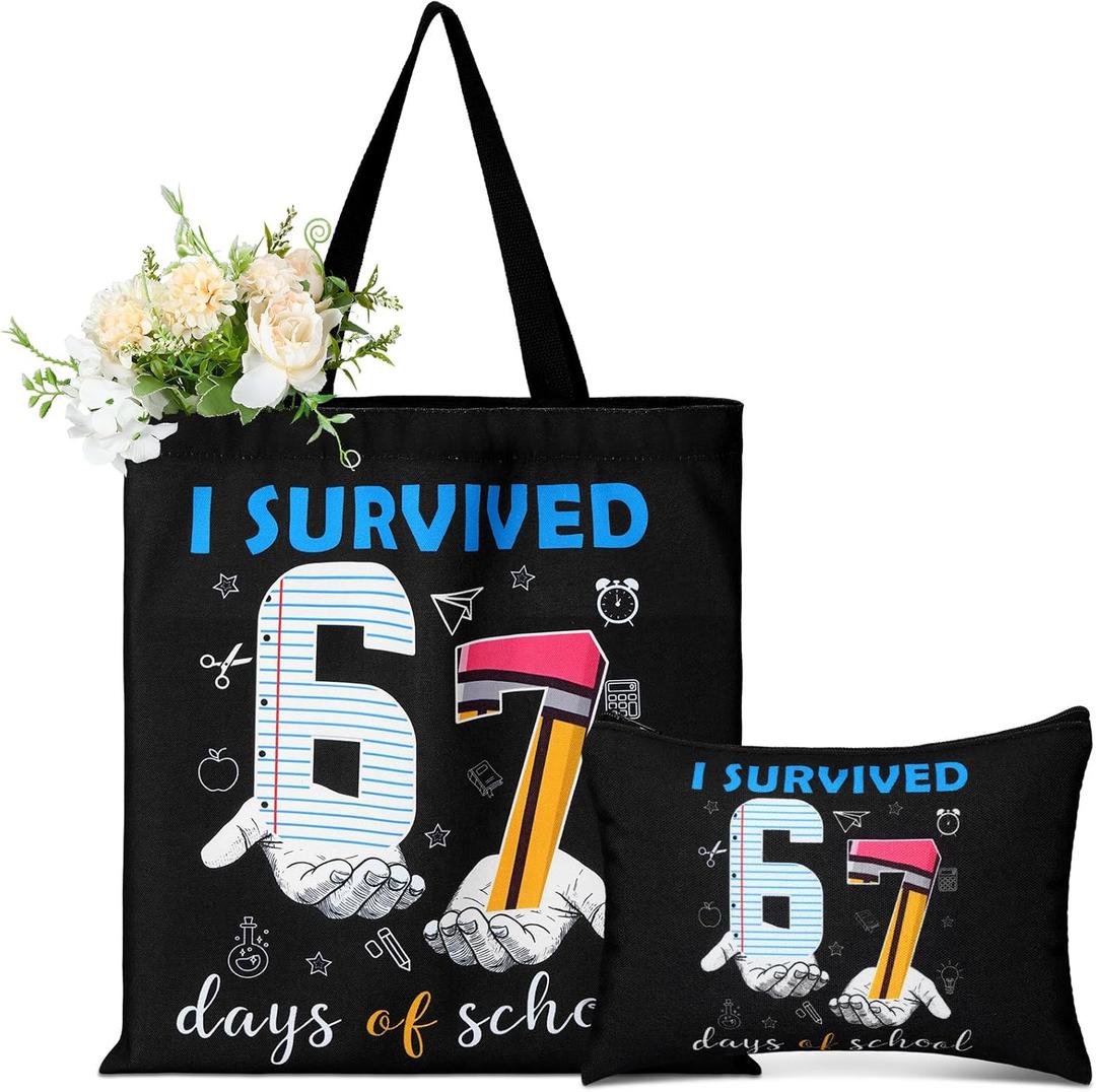 2 x Paterr 2 Pcs Teacher Appreciation Gifts Survival Kit Tote Bag Cosmetic Makeup Bag Pink Teacher Thank You Gifts for Women