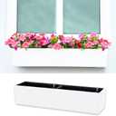 LaLaGreen Planter Boxes Outdoor (40 Inch, 1 Pack) Rectangular Self Watering System Window Flower Boxes with Bracket, Large White Planters Vertical Plant Container Hanging Wall Mount Indoor Succulents
