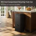EKO Vintage 50L / 13.2 Gallon Motion Sensor Trash Can, Dual Compartment 32L + 18L Stainless Steel Kitchen Garbage Bin, Touchless Automatic Waste & Recycling Bin with Lid for Home Office, Matte Black
