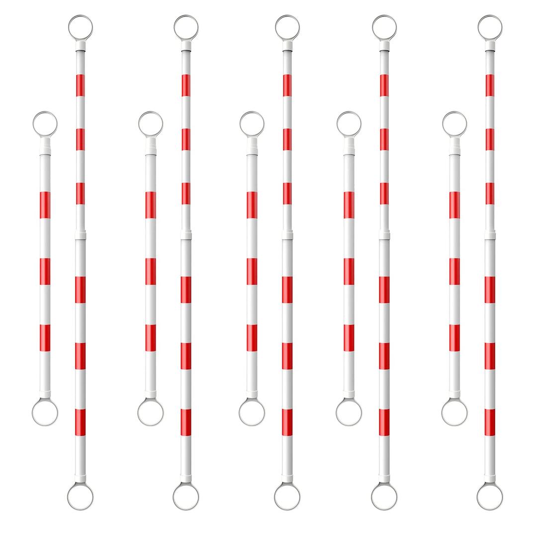 BATTIFE 10 Pack Retractable Traffic Cone Bar from 4 ft to 6.9 ft, Expandable Cone Bar for Traffic Road Parking use, White and Red, Cone Not Include