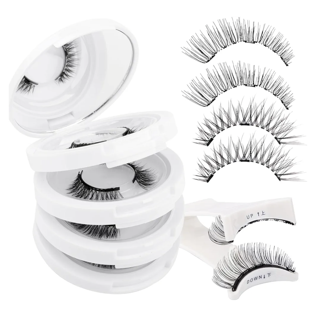 Magnetic Eyelashes with Applicator Natural Look: 4 Pairs, Reusable Magnetic Lashes, No Glue & Liner Needed, CX0125, 079+B01