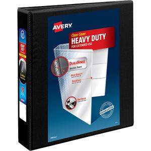 Avery Heavy-Duty View 3 Ring Binder, 1.5" One Touch Slant Rings, Holds 8.5" x 11" Paper, 1 Black Binder (05400)