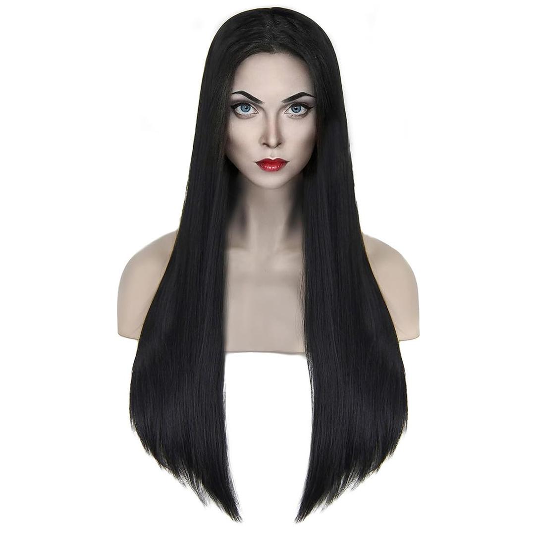 Black Wig for Costume Women 27'' Long Black Wigs for Women Cute Black Straight Wigs for Halloween Costume SL004BK