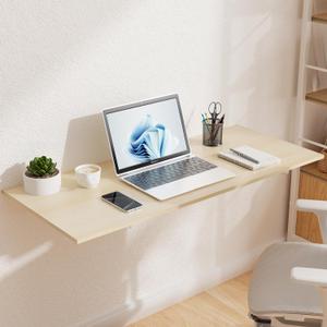 GOYLSER Wall Mounted Folding Kitchen Table Desk for Small Spaces Saving, Natural Wood Fold Down Laundry Wall Table, Wall Folding Portable Workbench Worktable, 47" x 20.5"