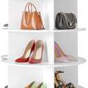 SpaceAid 9 Tier Rotating Shoe Rack Tower, Spinning Shoe Display Lazy Susan, Revolving 360 Shoe Rack Storage Round Carousel, Vertical Handbag Rotate Shoes Closet Organization (9-Tier White) (9 Tier (23.2"W x 80.7"H))