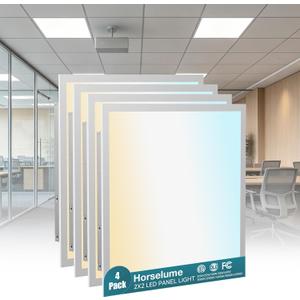 4 Pack 2x2 LED Flat Panel Light, Drop Ceiling Fixture, 9630LM, Selectable 20W-40W and 3000K-6500K, Dimmable 0-10V, for Office, School, Store, Garage, Basement, Library, Studio, Gym (4Pack)
