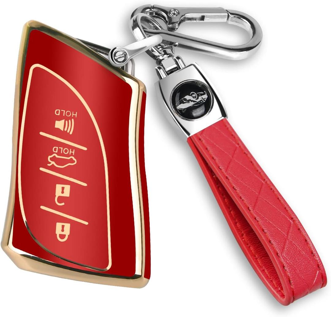 MILD EAST For Lexus Key Fob Cover Fit for 4 Buttons TPU Full Cover for Lexus ES350 ES300h UX200 LS500 LS500H LC500 LC500h (Red)