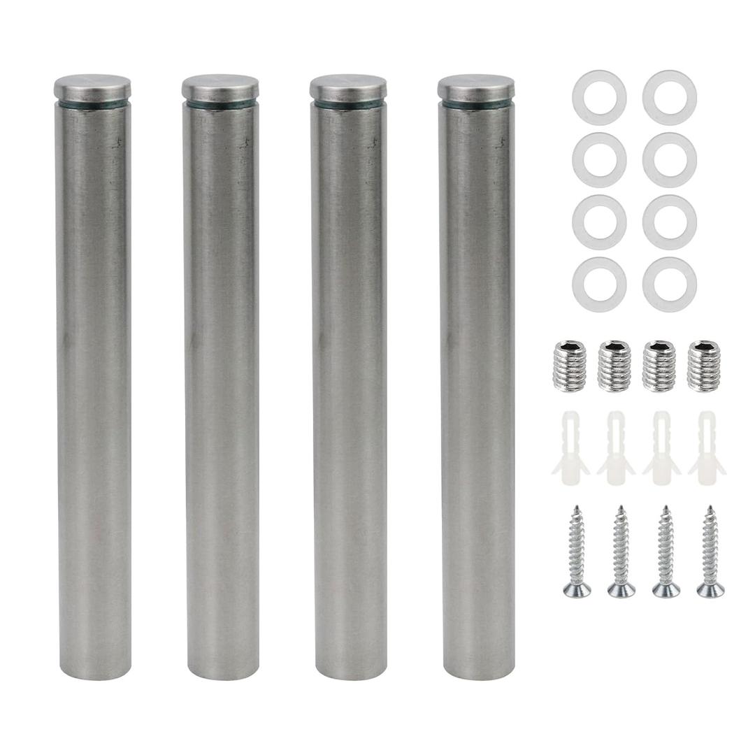 Long Glass Standoff Bolts 1" Dia Advertising Screw Nails 8-inch/20cm Length Wall Sign Standoff for Acrylic Signs -4pcs