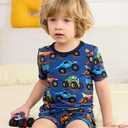 babee Reshinee Bamboo Viscose Toddler Pajamas Boys Girls Kids Baby Cool Short Summer Monster Truck Pjs Set 6-7Y Two Piece