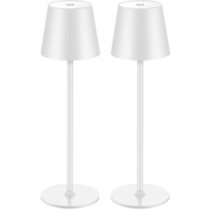 BGFHome 2Pack Cordless Table Lamp LED Desk Lamp,5000mAh Rechargeable Touch Night Light Wireless Minimalist Design for Couple Dinner/Restaurant/Bedroom/Bars/Outdoor Party/Camping/Coffee ShopWhite