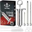 Meat Injector Syringe Kit with 3 Professional Marinade Injector Needles for BBQ Grill Smoker, Turkey and Brisket; 2-oz Large Capacity, Including Paper User Manual, Recipe E-Book (PDF)