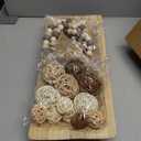Teenyyou 17 Pcs Wooden Centerpiece Table Decorations Wood Dough Bowl Wicker Rattan Balls Beads String with Tassel Natural Decorative Tray Rustic Bowl Filler for Dining Room Kitchen (Light Brown)