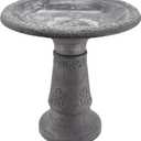 Arcadia Garden Products BB05 Stone Fiberclay Birdbath 19.5x10.25x20.5, Grey (Gray)