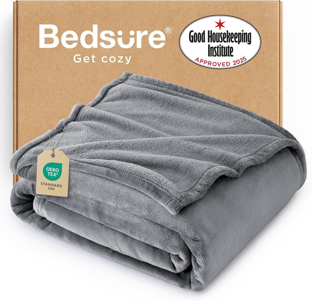 Bedsure GentleSoft Fleece Throw Blanket for Couch Grey - Lightweight Plush Fuzzy Cozy Soft Blankets and Throws for Sofa, 50x60 inches, Grey