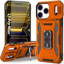Orange Case Compatible with iPhone 17 Pro Max with Camera Protection & Stand, with Screen Protector, Military-Grade Drop Shockproof Protection Cover, for i Phone 17 Pro Max