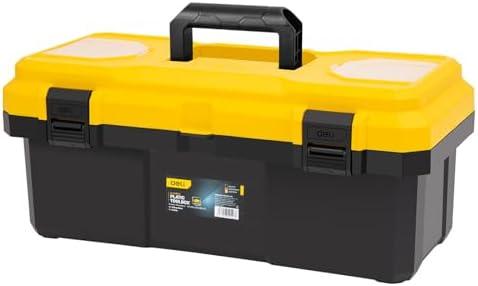 20 Inch Tool Box with Lock, 2-Layer Heavy-Duty Organizer with Removable Tray, Liftable Lid for Small Parts, 29lb Capacity & Carry Handle for Tools, Camping, Medical Supply Storage