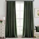 Olive Green Velvet Curtains 96 Inches Long Blackout Thermal Insulated Soundproof Curtain Privacy Room Darkening Curtains Pinch Pleat Window Drapes for Bedroom Living Room 42 x 96 Inch Set of 2
