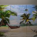 Palm Tree Wall Art Decor Tropical Beach Coconut Tree Modern Artwork Canvas Painting Prints Pictures Home Decor For Living Room Dining Room Bedroom 16X32Inches(40X80Cm), 3 Panels
