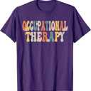Occupational Therapy -OT Therapist OT Month Groovy Retro T-Shirt Purple 3XL