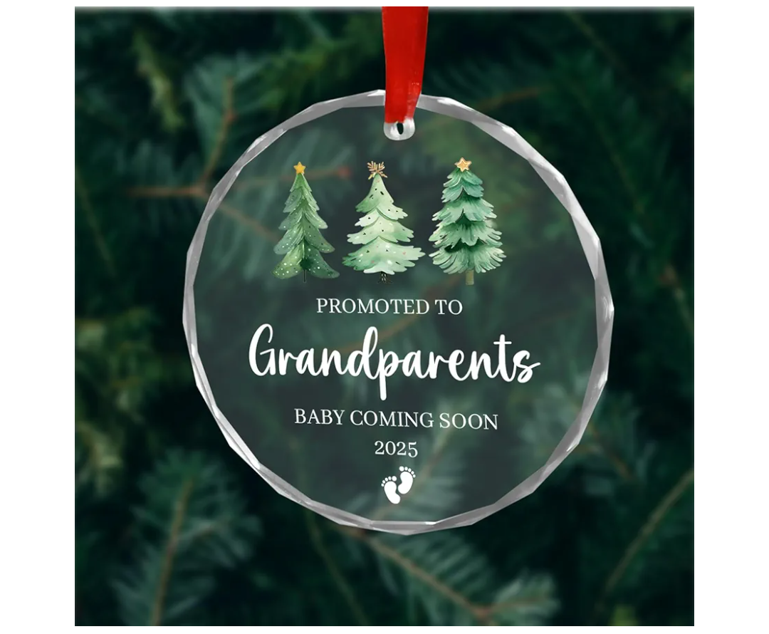 Promote to Grandparents 2024 - Baby Coming Soon Ornament, New Grandparents Gift, Pregnancy Announcement for New Grandma