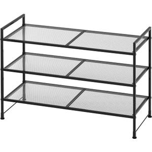 Simple Houseware 3-Tier Stackable Mesh Shoe Rack, Black