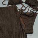 GORGLITTER Women's 3 Piece Swimsuits Halter Triangle String Bikini Set with Beach Skirt Swimwear Set S