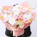 HinyoCo 24 Pcs Orchid Decorations Real Touch PU Artificial Flowers Orchid Heads Fake Phalaenopsis Flower Heads for DIY Craft Home Wedding Decoration