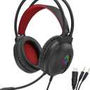 Redragon Wired Gaming Headset with Microphone, 203g Lightweight, RGB Backlit, 40mm Speakers, Noise Cancelling Mic, Soft Earmuffs, 3.5mm Jack Gaming Headphones for PC, Desktop (Black)