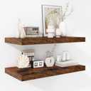 Fun Memories Floating Shelves - 2 Pack 12 Inch Deep Rustic Wooden Wall Shelves - Extra Deeper & Thicker Wall Mounted Storage Shelf for Living Room, Kitchen, Farmhouse - 24" W x 12" D x 1.5" H - Brown (24"W x 12"D - 2P, Rustic Brown)