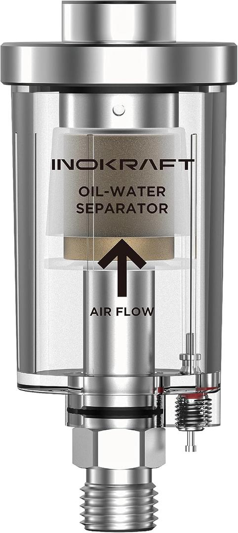 InoKraft Oil-Water Separator, 1/4" NPT, 90 PSI, Air-Compressor and Air-Tool Accessory, Good Tightness