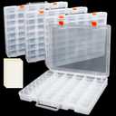 4 Pcs 48 Grids Plastic Toy Storage Case with Dividers for Mini Collectible Toys, Transparent Compartment Organizer Box for Jewelry, Craft, Beads (Box Only)