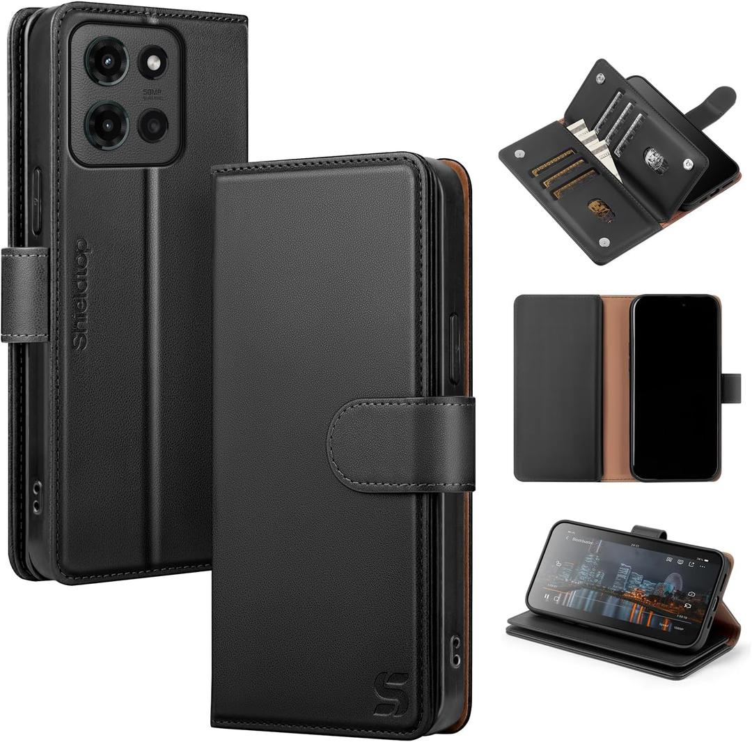 Shieldtop Compatible with Motorola Moto G 5G 2026/2025 Wallet Case with Card Holder,Women Men RFID Blocking PU Leather Case Flip Shockproof TPU Protective Cover Credit Card Slots,Black