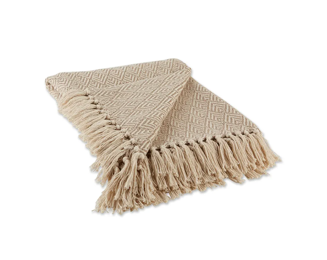 DII Diamond Throw Collection Cotton Woven, 50x60, Stone