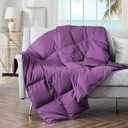 puredown Soft Feather Down Throw Blanket Lightweight Packable Couch Throw for Indoor and Outdoor Use, Throw 50"X70", Purple
