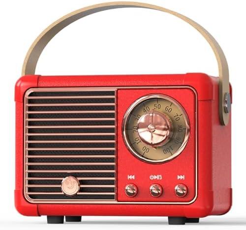 PRUNUS J-999 Retro Bluetooth Speaker,Vintage Decor,Mini Wireless Bluetooth Speaker,Cute Old Fashion Style Support USB/TF Card/AUX for Kitchen Desk Bedroom Office Party Outdoor(Exclusive Red)