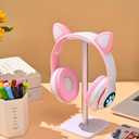 Bluetooth Noise Cancelling Headphones for Kids,Foldable Cat Headphone with LED Light Up Ear,Cat Ear Headphones for Toddler with Microphone/TF Card,Kids Bluetooth Earphones for ipad