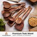 Wooden Spoons for Cooking 10 Pcs Teak Wood Utensil Set, Durable, Nonstick Safe & Heat Resistant with Ergonomic Handles