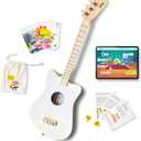 Loog Mini Acoustic kids Guitar for Beginners 3-strings Ages 3+ Learning app and lessons included (White)