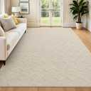 U'Artlines 8x10 Beige Washable Area Rug for Living Room