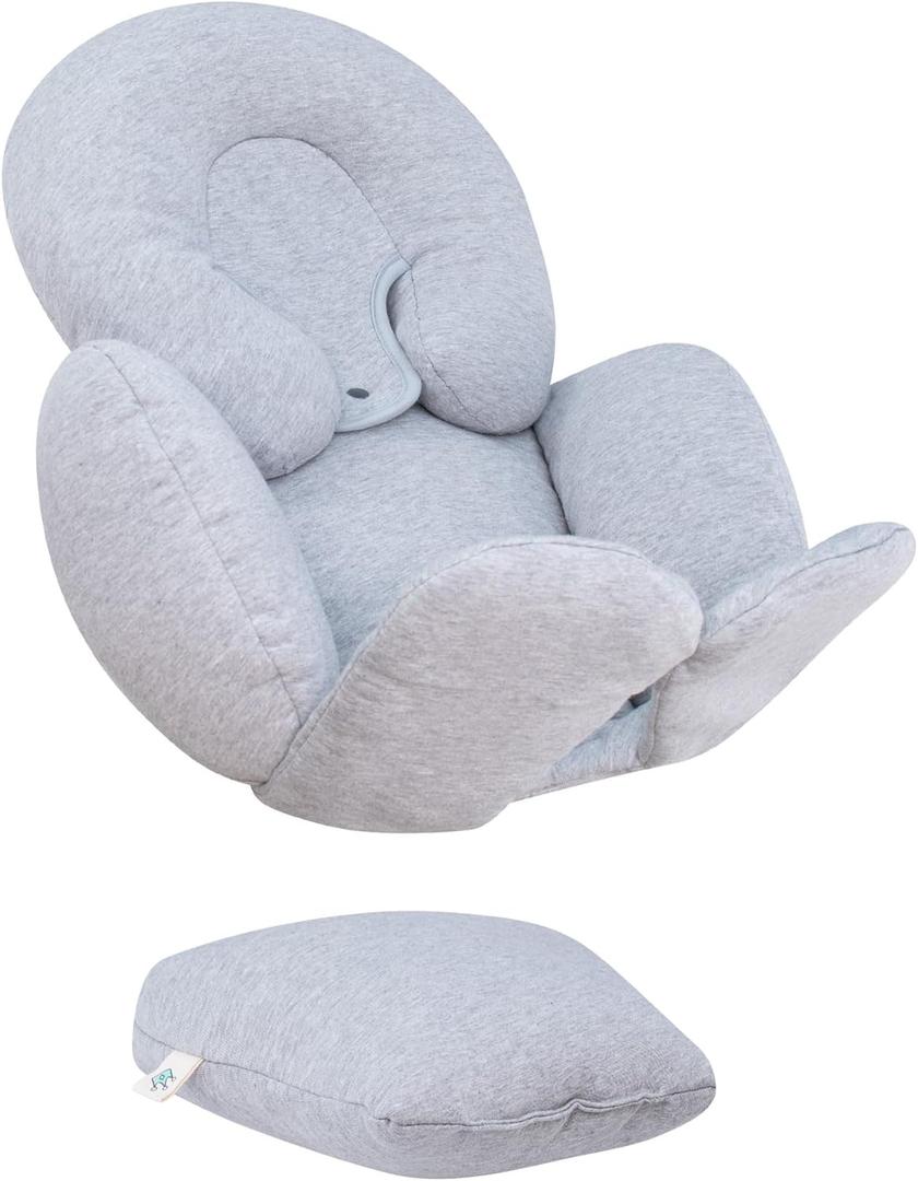 JYOKO Kids Reducer Cushion Infant Head & Baby Body Support Antiallergic 100% Cotton (Head, Body and Back Support, Grey Stone) 3 Parts